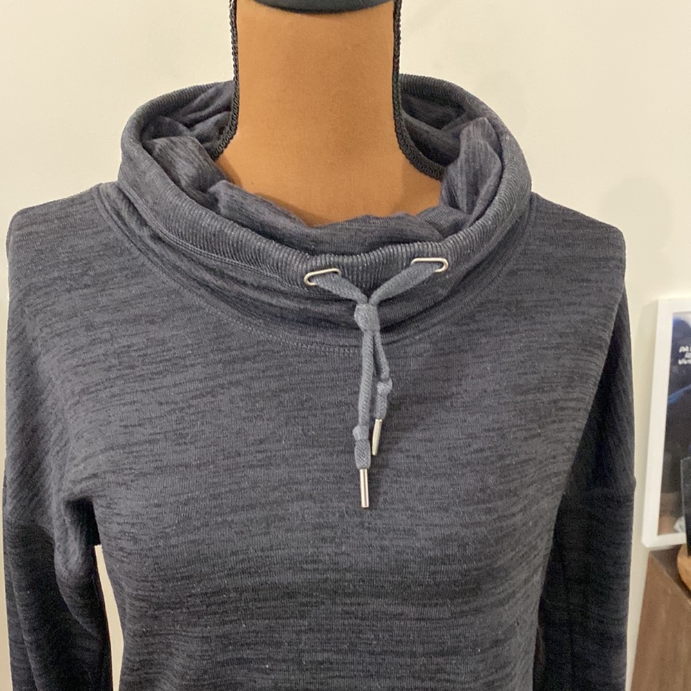 Athleta Blissful charcoal space dye drawstring cowlneck sweatshirt size XS - Picture 6 of 13